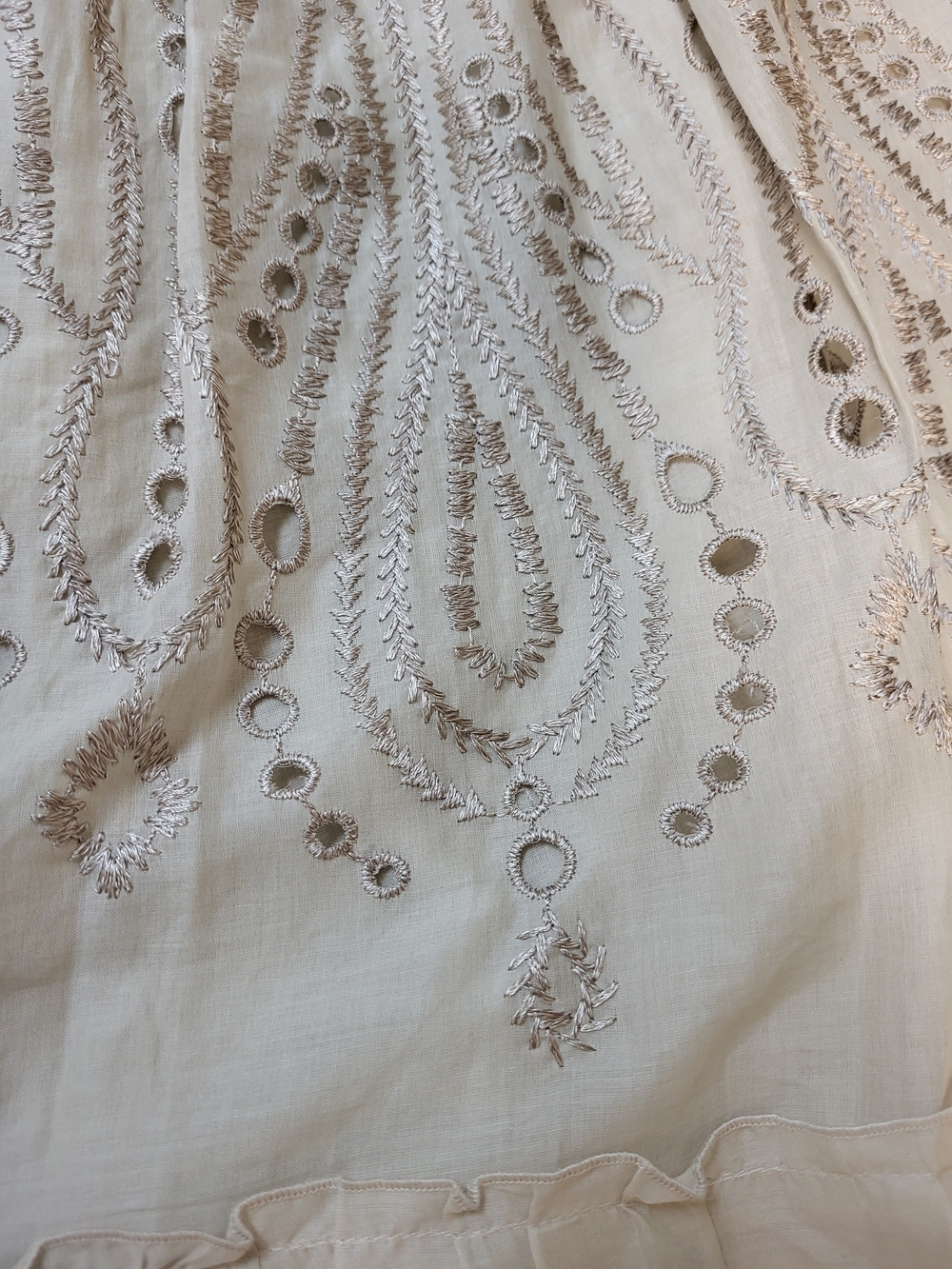 Talbots Bohemian Cream Embroidered Midi Skirt - Picture 10 of 13